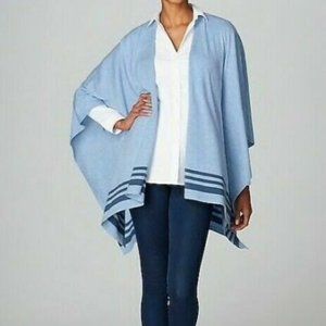 J.JILL ruana / poncho / wrap wool blend blue New NWT